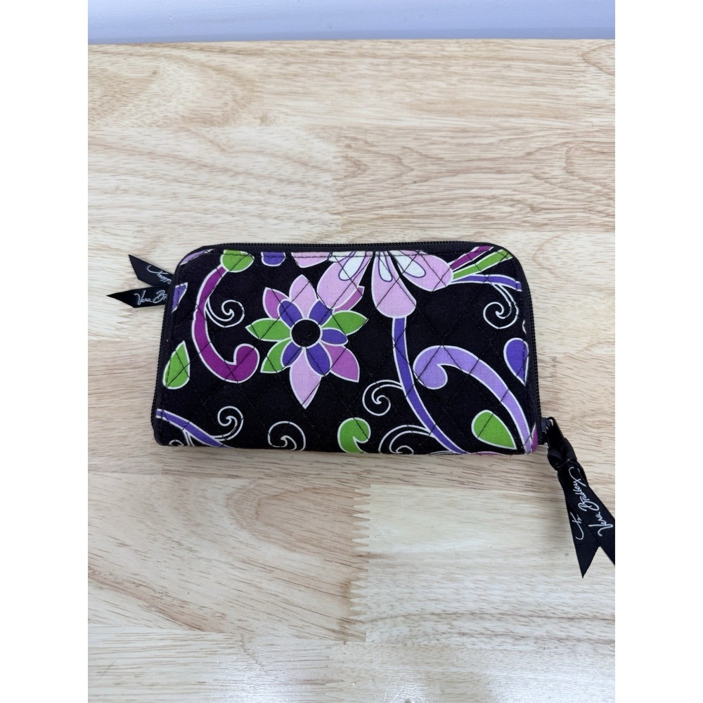 Vera Bradley Womens Zip Around Multicolor Floral Pattern Purple Punch Wallet #64